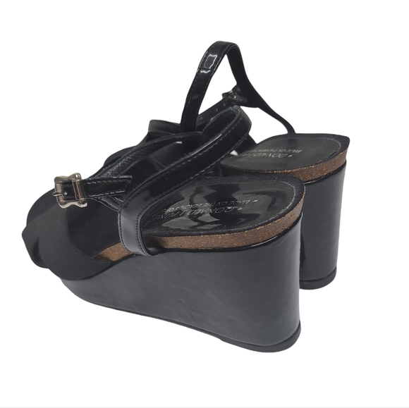 Donald J Pliner Bente Black Patent Ankle Strap Wedge Sandals Shoes 9.5 - Picture 5 of 16